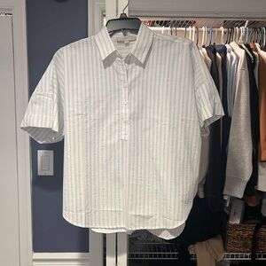 White and blue Striped women’s loft oversized blouse